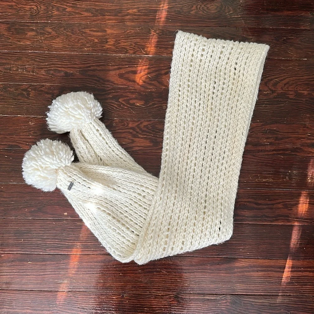 Abercrombie & Fitch Wool Blend Crochet Pompom Scarf